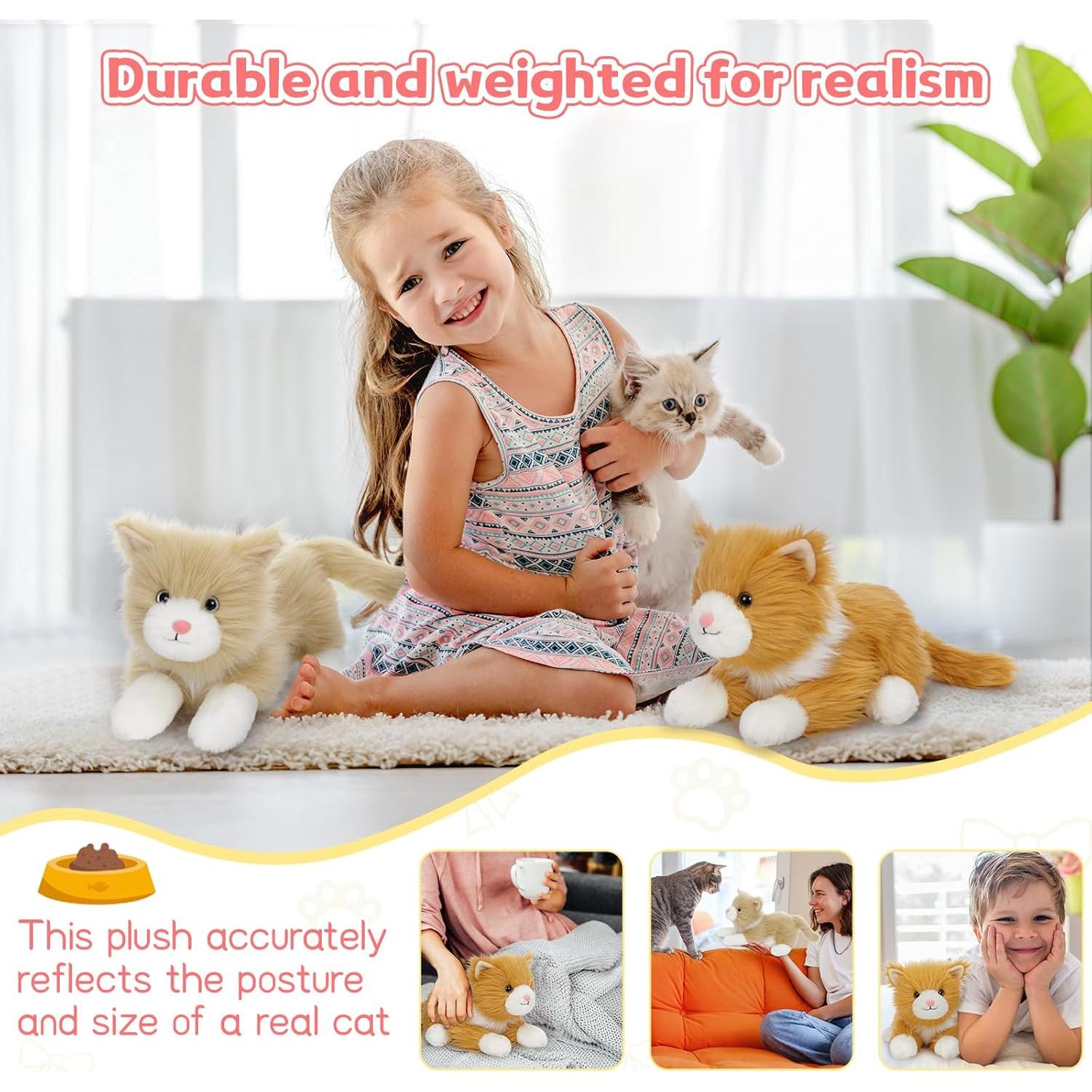 Conjunto de 2 Gatos de Peluche Realistas Tezituor 43 cm