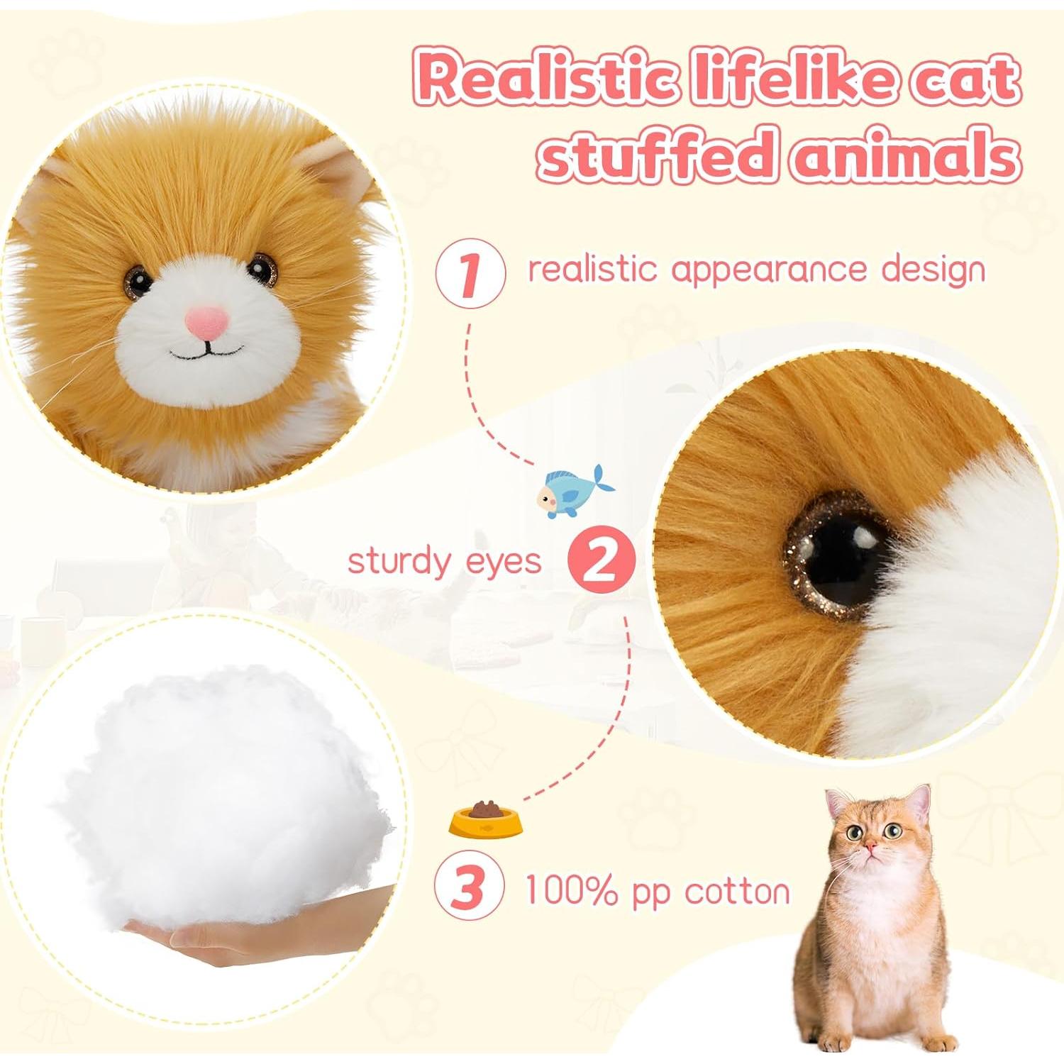 Conjunto de 2 Gatos de Peluche Realistas Tezituor 43 cm