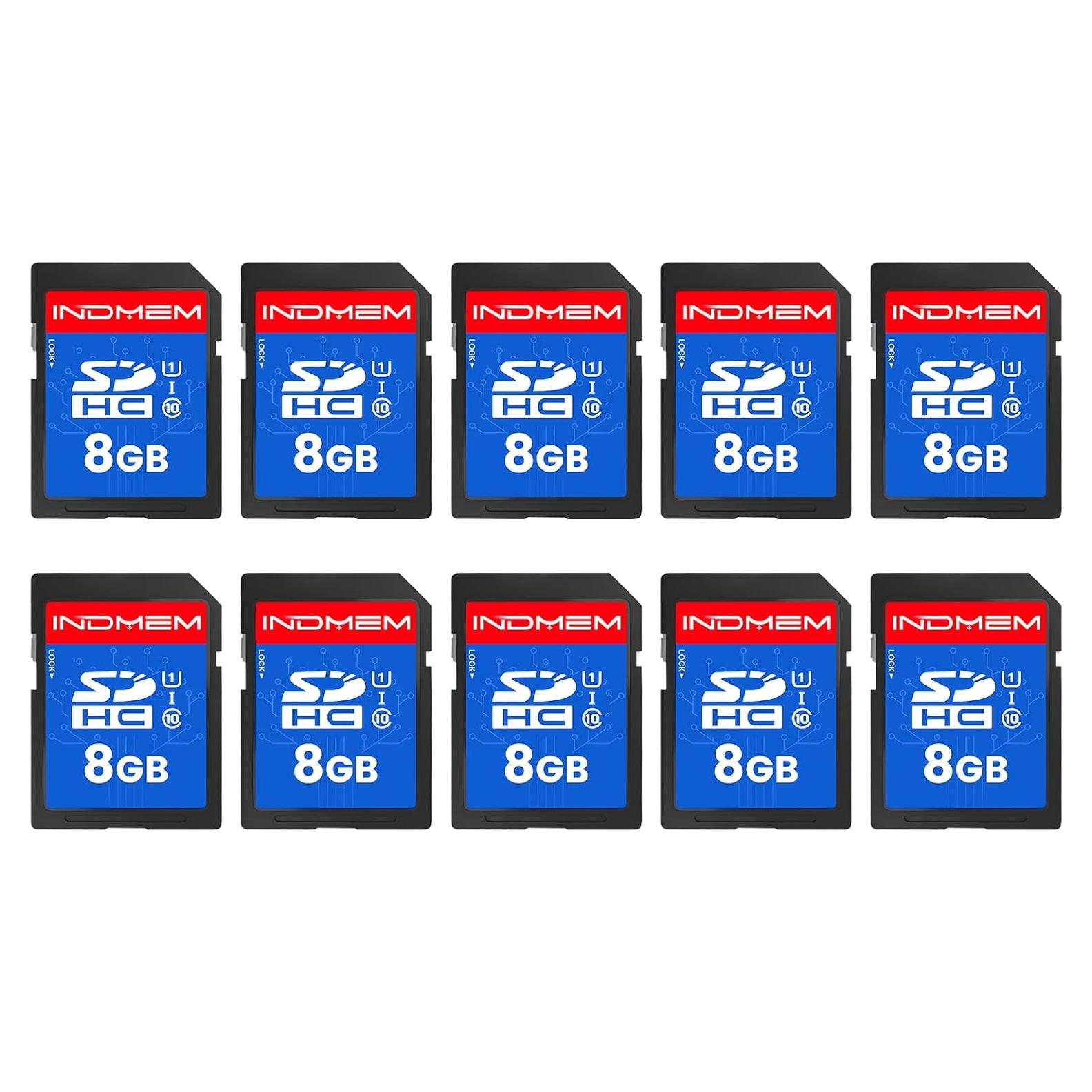 Tarjeta SD INDMEM 8GB UHS-I Clase 10 - Paquete de 10 Unidades