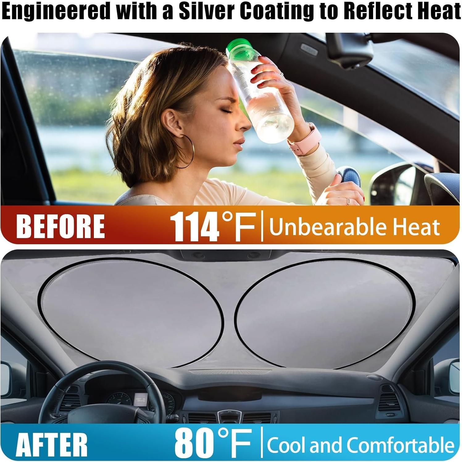 Sombra de Sol Plegable Gayruaicjz para Parabrisas 150x70 cm