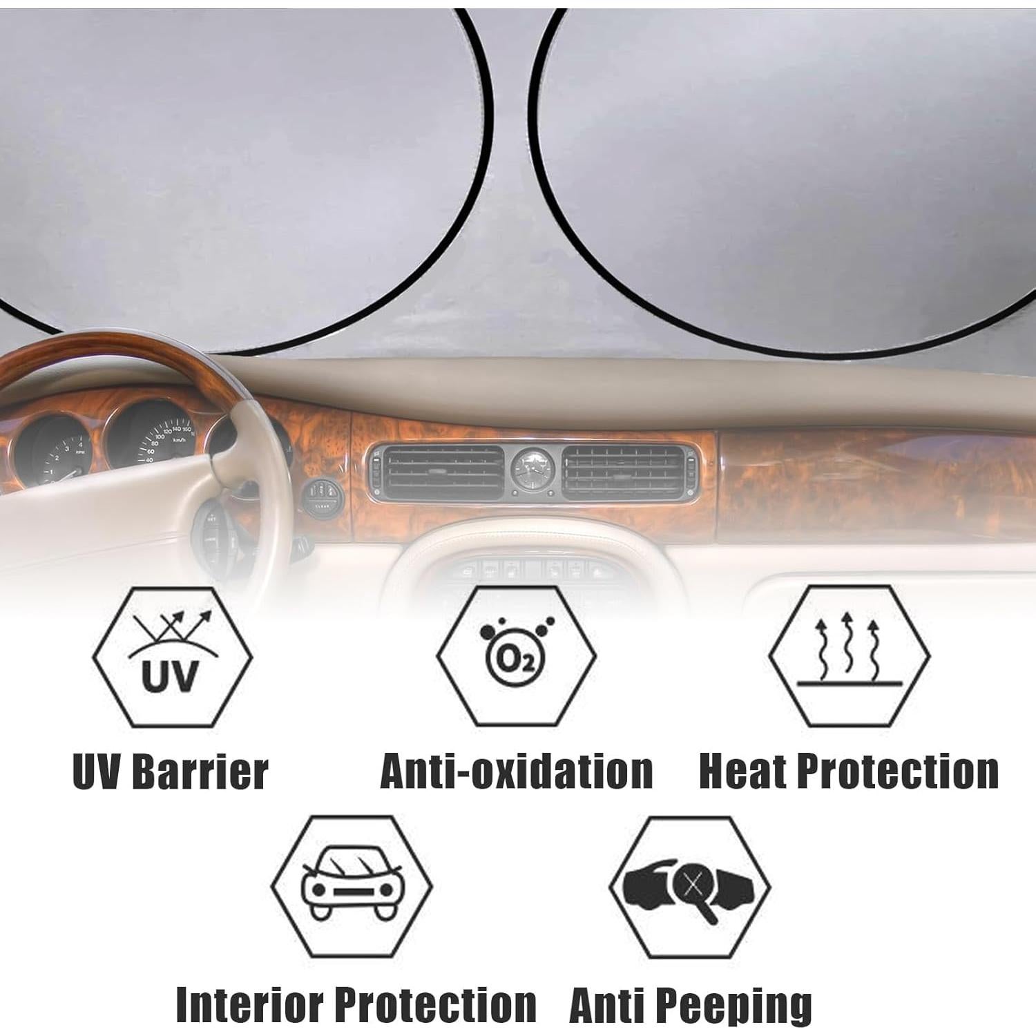 Sombra de Sol Plegable Gayruaicjz para Parabrisas 150x70 cm