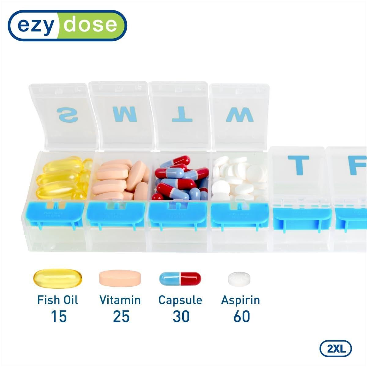 Organizador de Pastillas Semanal EZY DOSE XXL Azul 7 Días