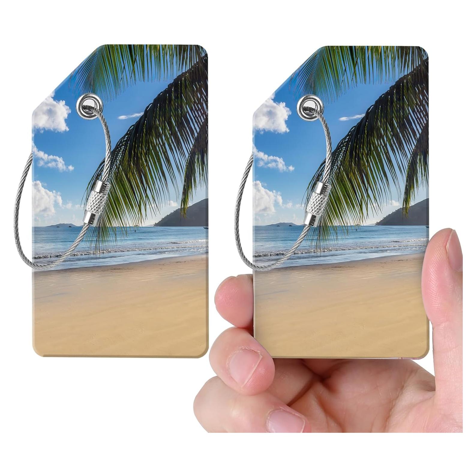Etiquetas de Equipaje ZYAOTWQZ 2 Piezas 8.89x5.08cm Playa