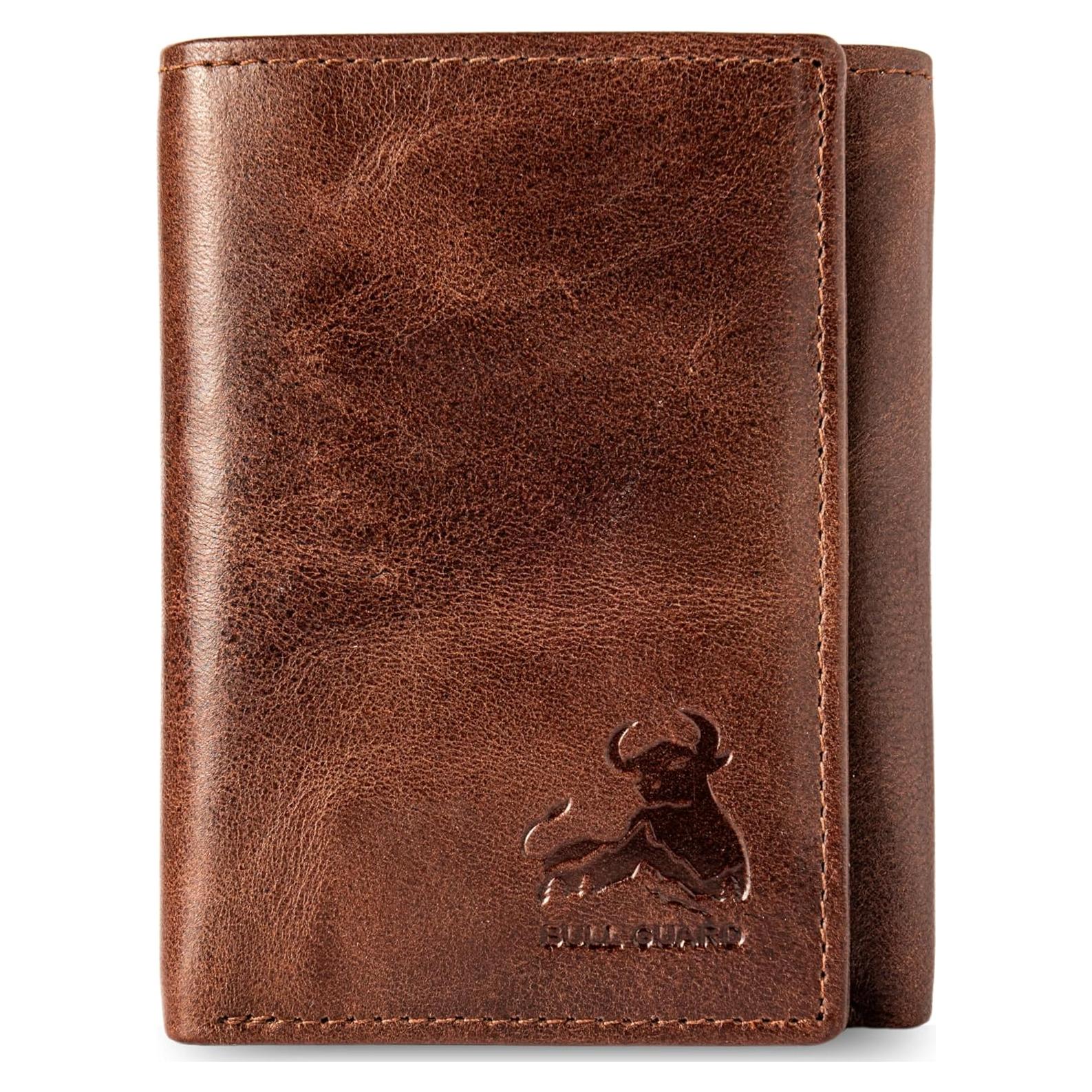 Cartera Plegable de Cuero Bull Guard para Hombre RFID Marrón