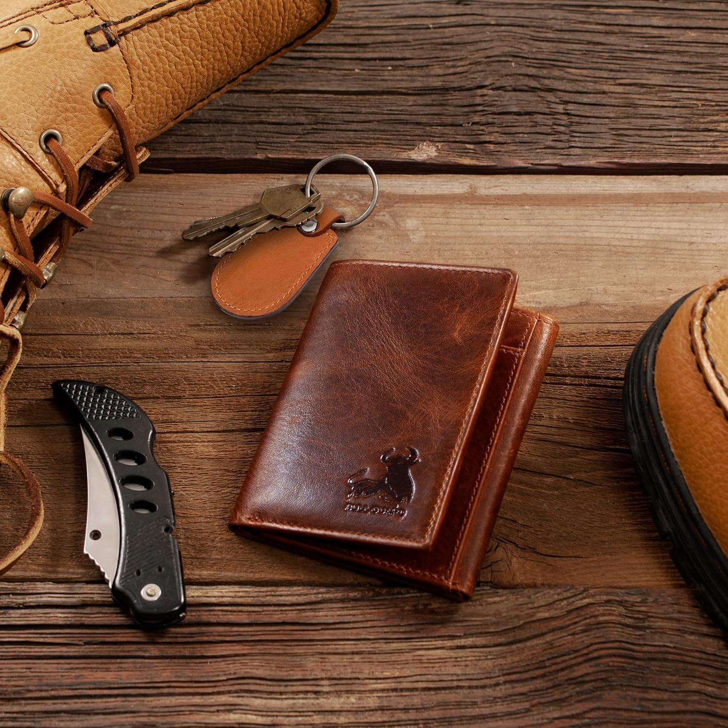 Cartera Plegable de Cuero Bull Guard para Hombre RFID Marrón