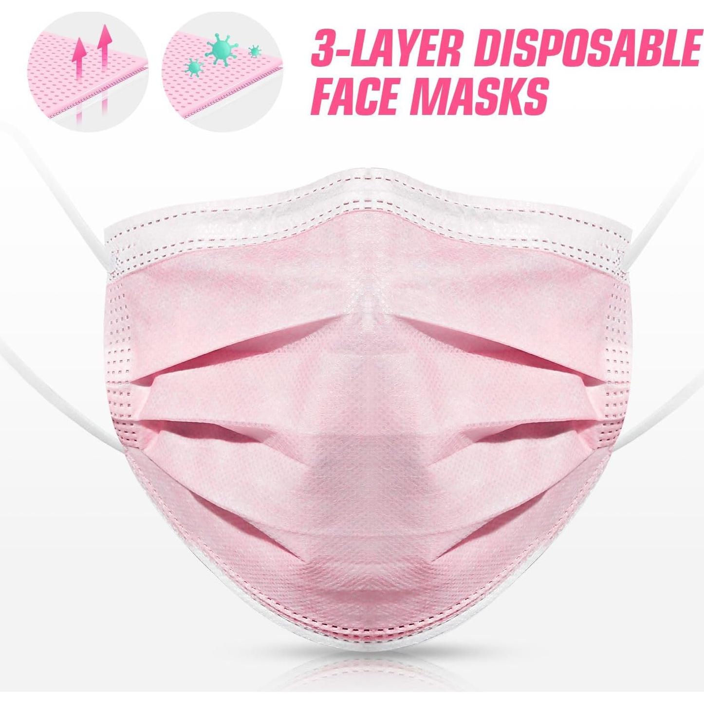Mascarillas Desechables PM PERFORMOTOR 50 Pcs Rosa 3 Capas