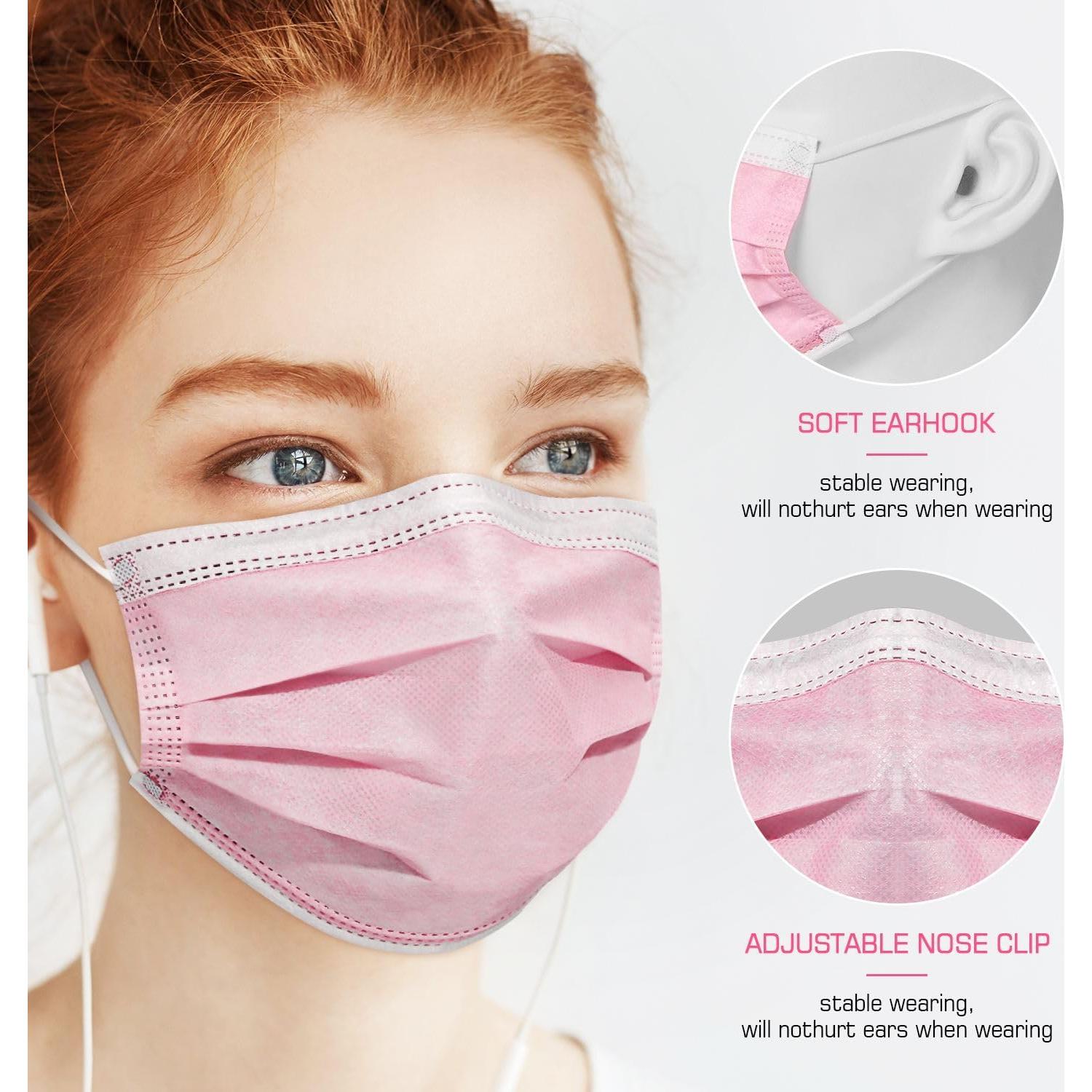 Mascarillas Desechables PM PERFORMOTOR 50 Pcs Rosa 3 Capas