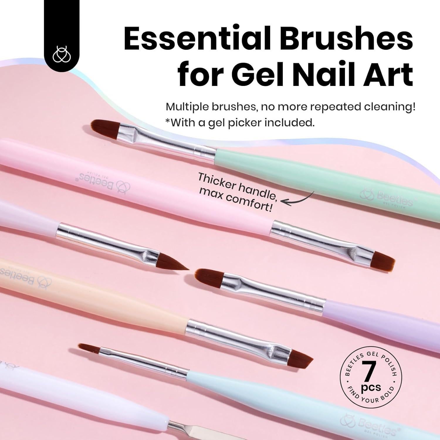 Juego de 7 Pinceles de Arte de Uñas Beetles - Manicura DIY