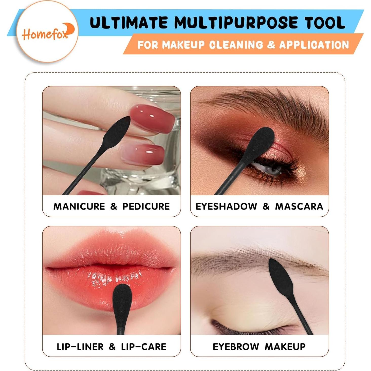 Q-tips XL Negro HOMEFOX - 250 Bastones de Algodón Orgánico