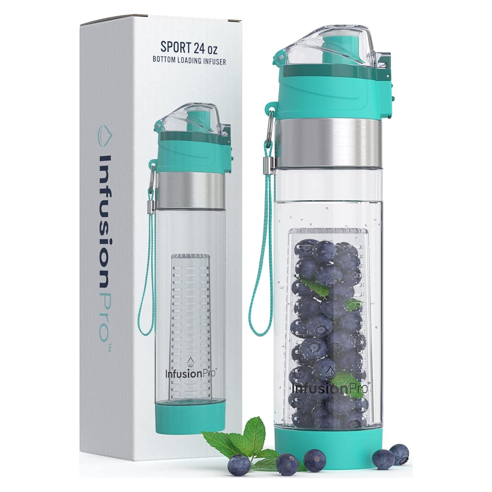 Botella Infusora de Frutas Infusion Pro 24 oz Verde Azulado
