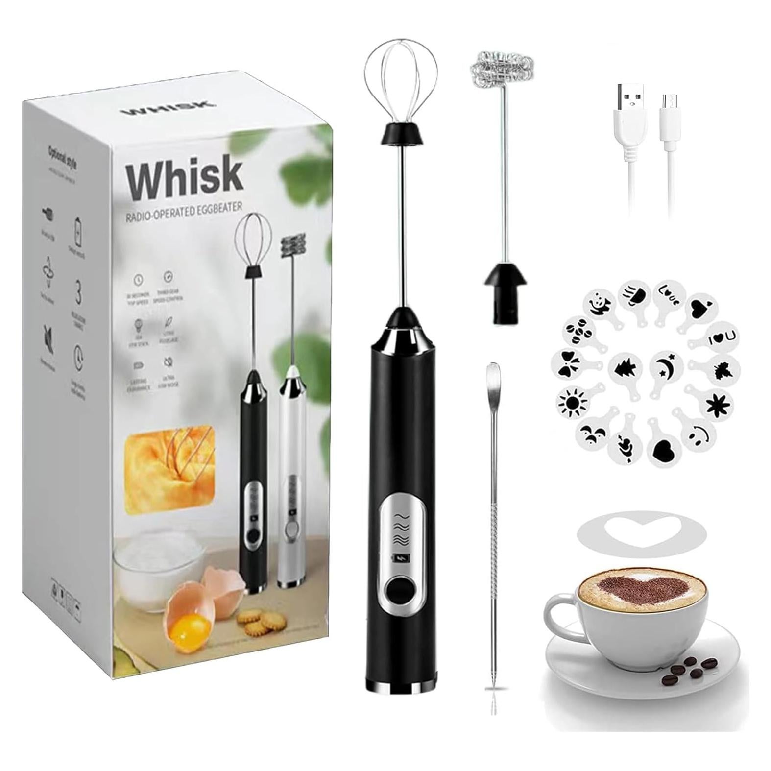 Espumador de Leche Recargable JrundMsoxz 3 Velocidades Negro