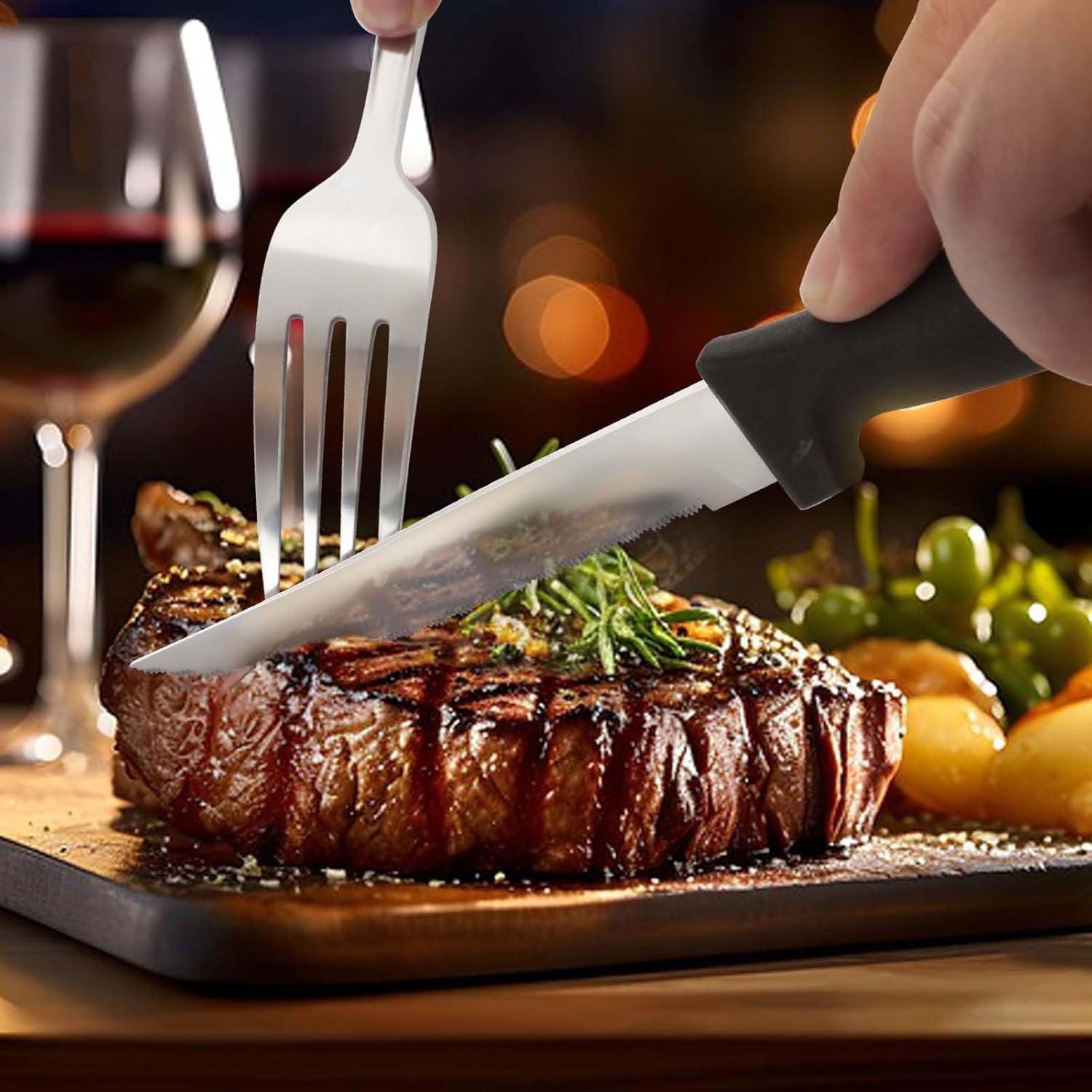 Juego de Cuchillos de Carne Pleafind 16 Piezas Acero Inoxidable 21.6 cm