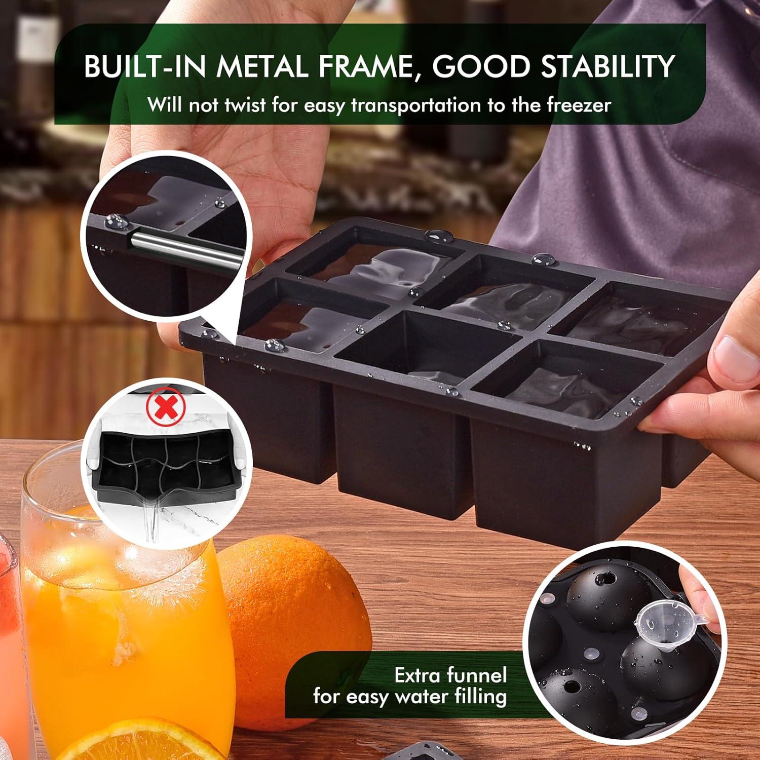 Bandeja de Hielo SLGOL con Tapa - 12 Cubos Grandes de Silicona