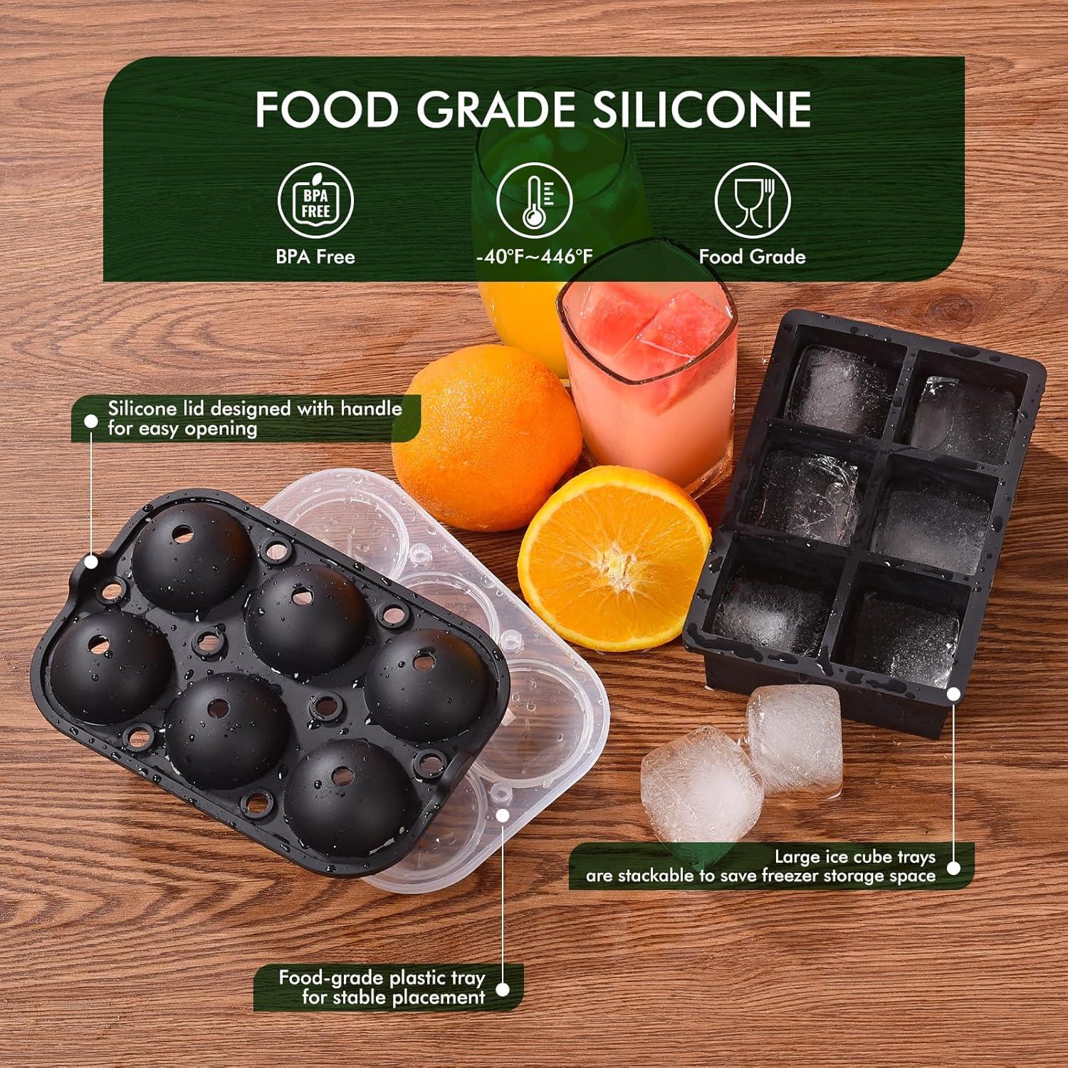 Bandeja de Hielo SLGOL con Tapa - 12 Cubos Grandes de Silicona