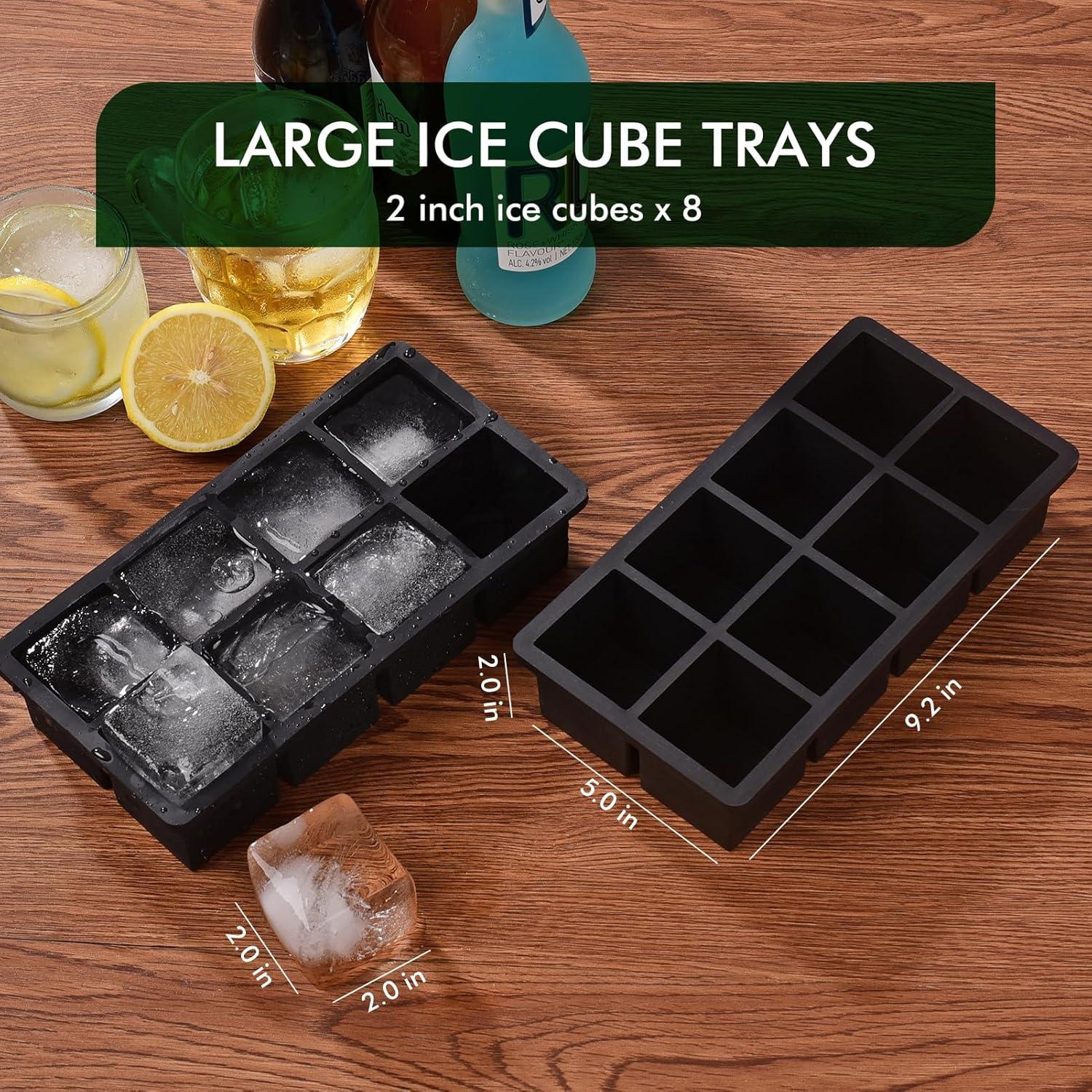 Bandeja de Hielo SLGOL con Tapa - 2 Moldes Silicona 8 Cubos