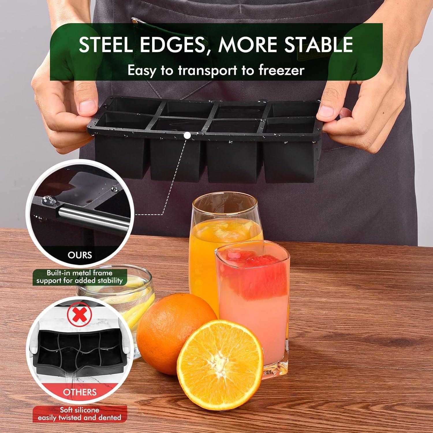 Bandeja de Hielo SLGOL con Tapa - 2 Moldes Silicona 8 Cubos