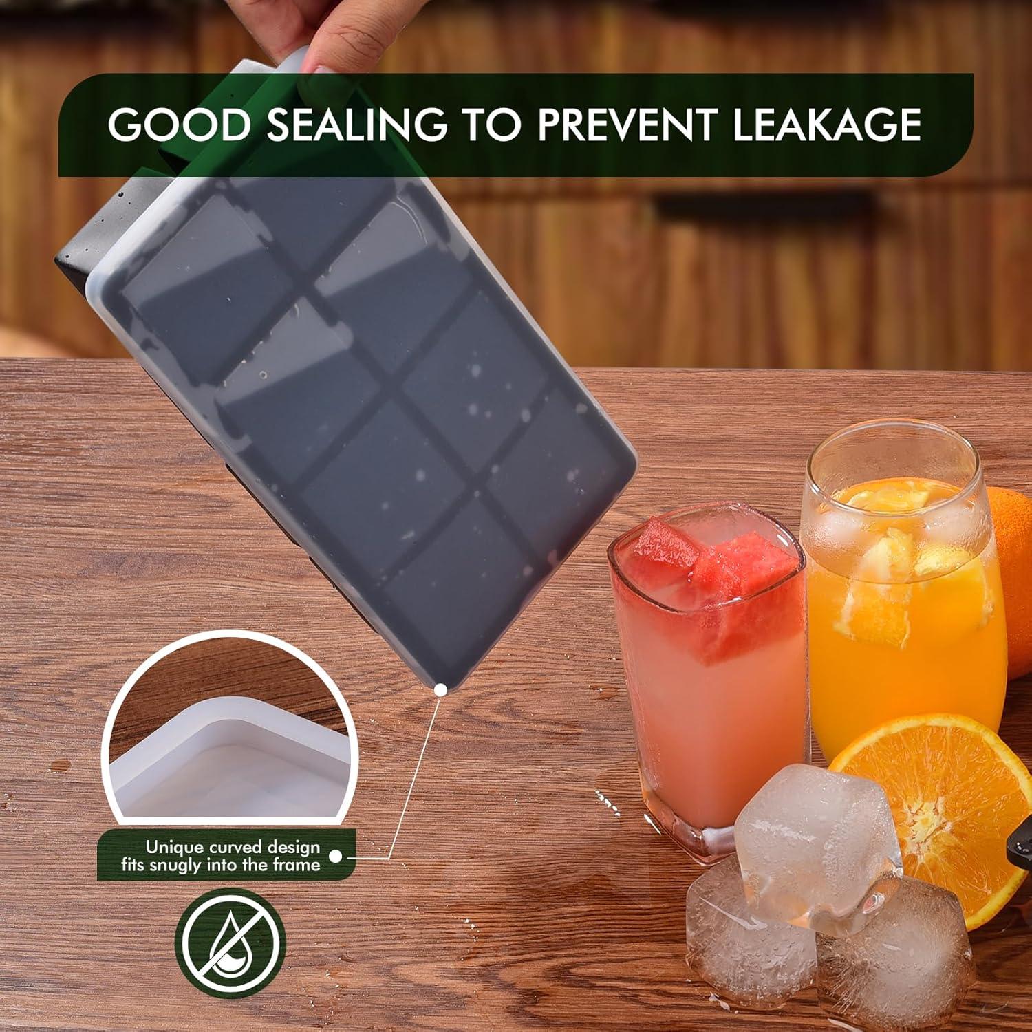 Bandeja de Hielo SLGOL con Tapa - 2 Moldes Silicona 8 Cubos