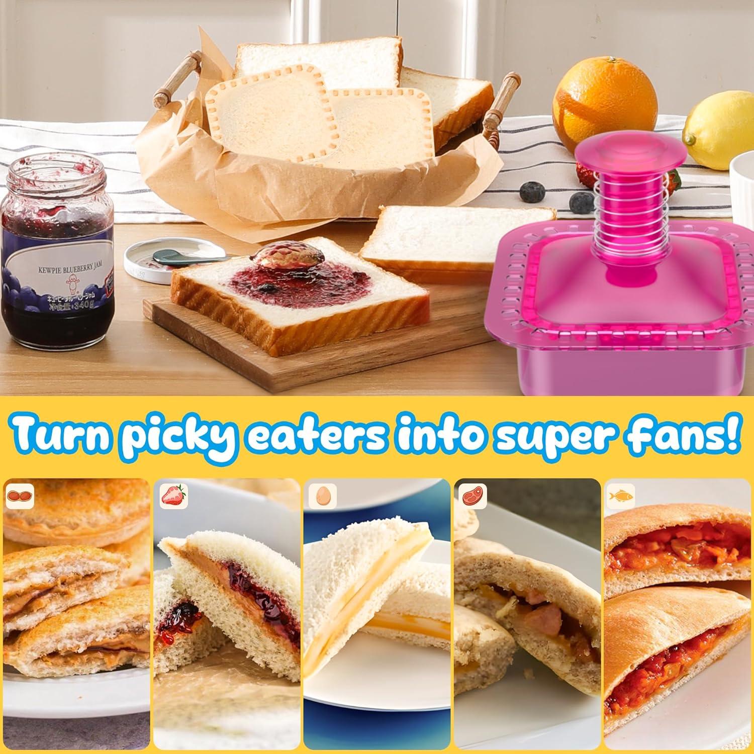 Cortador y Sellador de Sándwiches HiYZ Cuadrado Rosa 119g