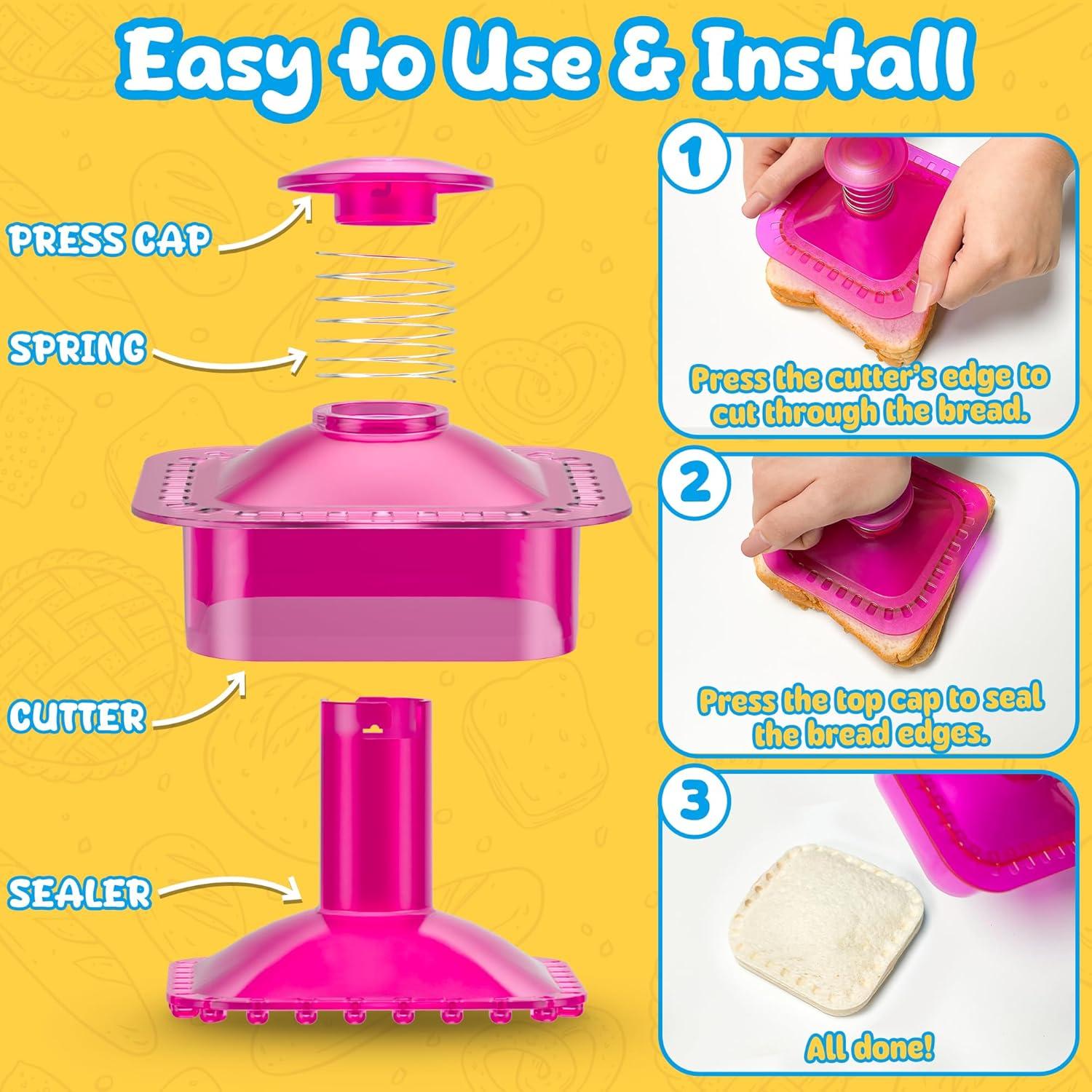 Cortador y Sellador de Sándwiches HiYZ Cuadrado Rosa 119g