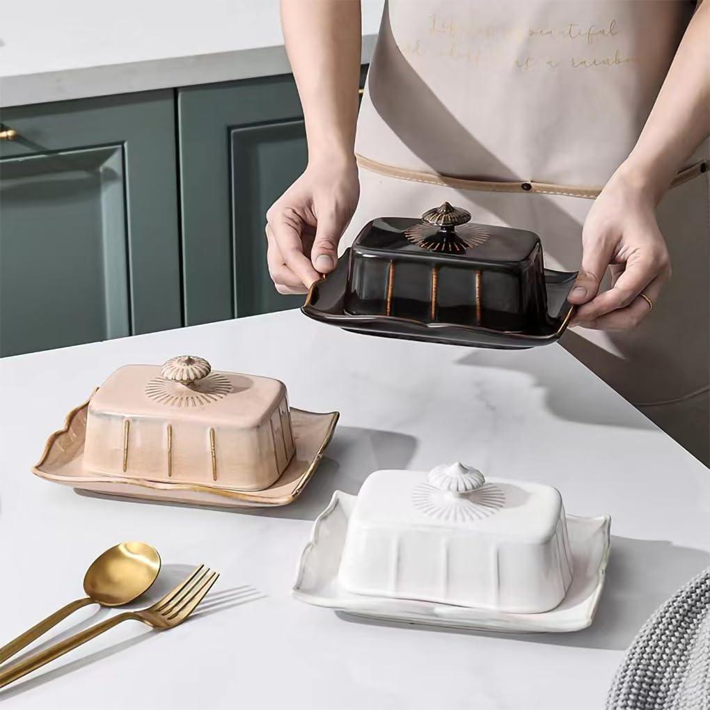 Plato de Mantequilla Cerámica Vintage WAIT FLY Negro 19x14cm