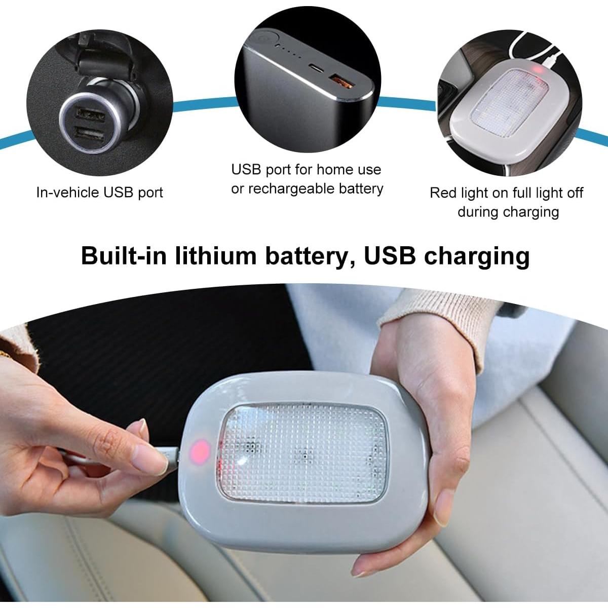 Luz de Cúpula Magnética KVAEY para Coche LED Recargable USB