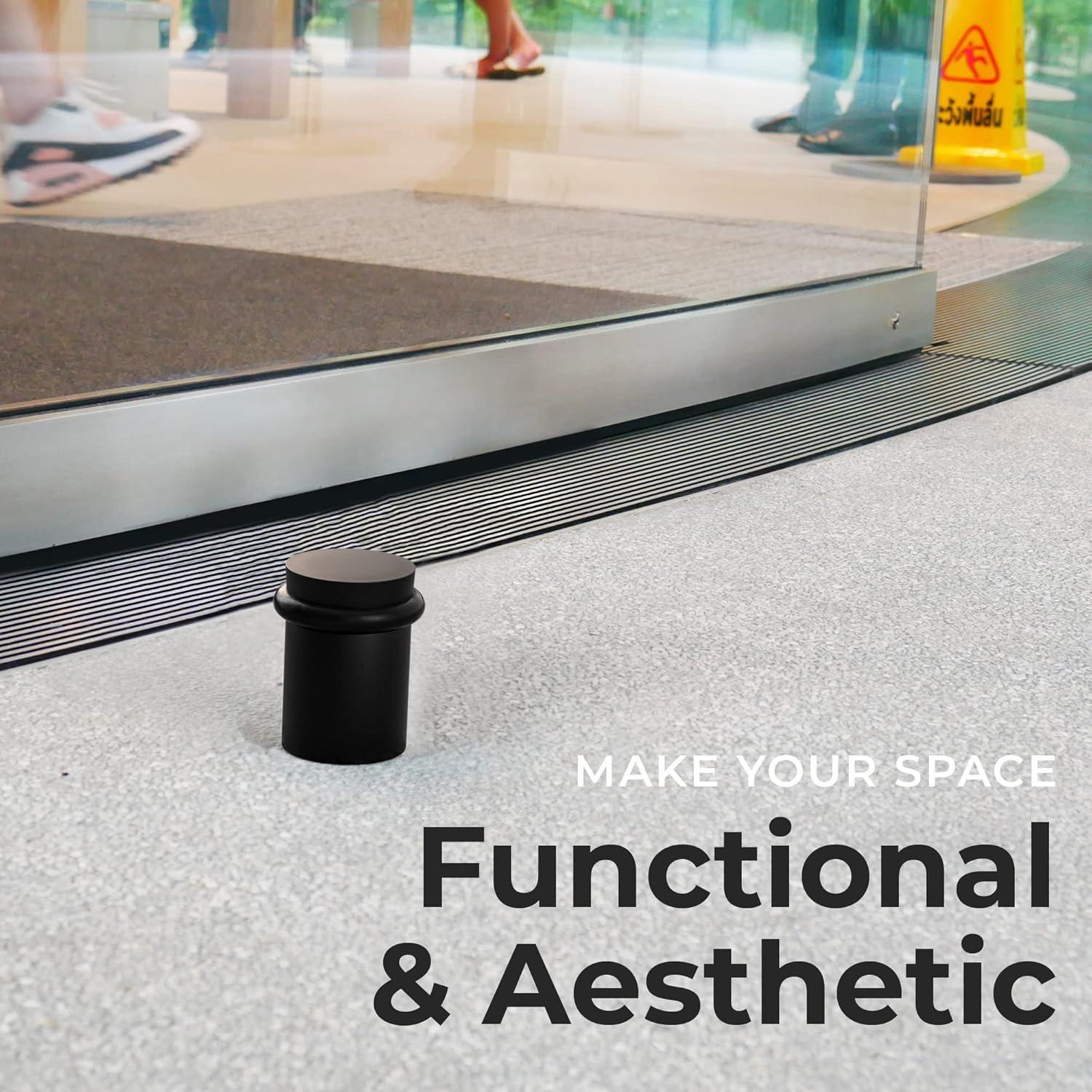 Tope de puerta NYCO de acero sólido negro 3.02 cm