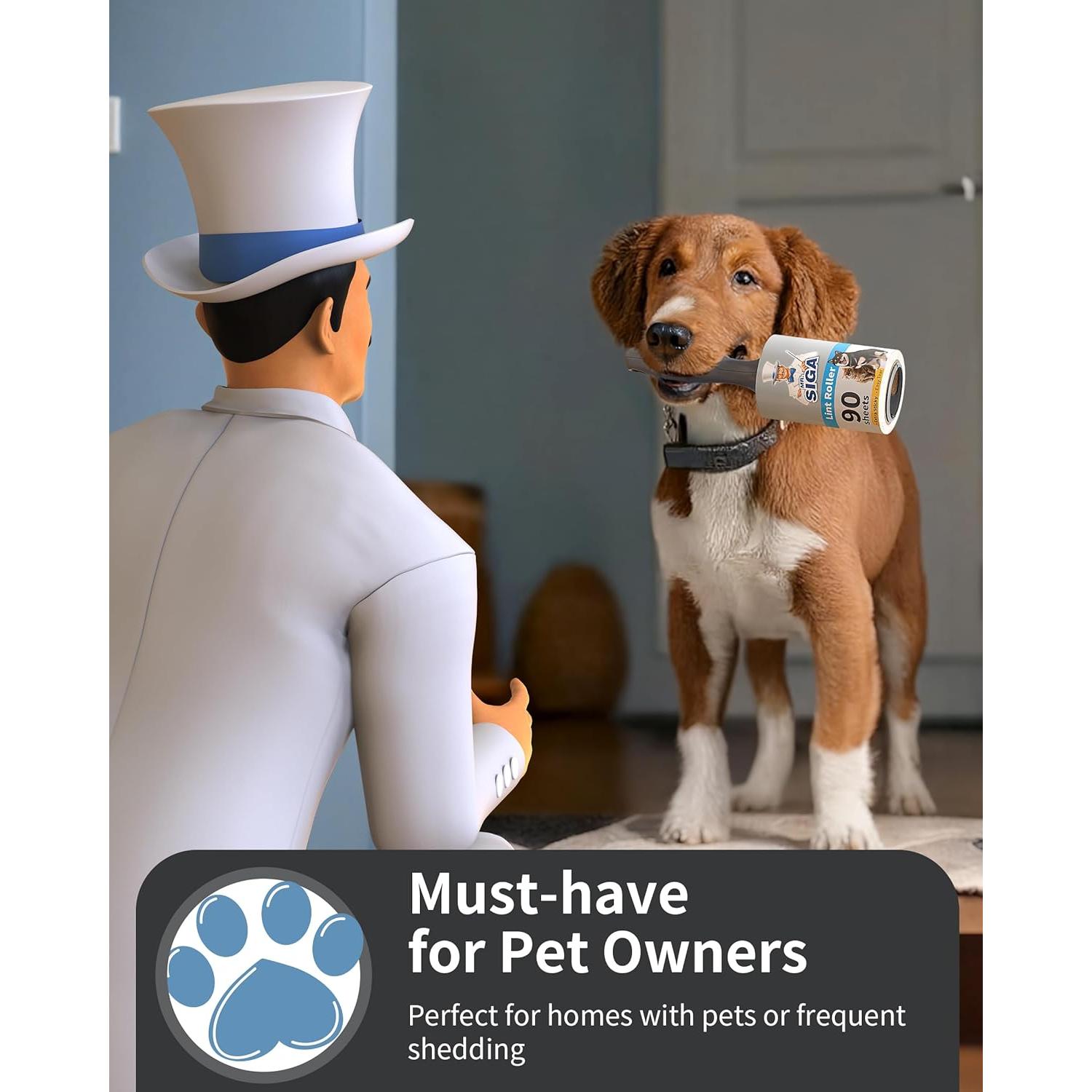 Rodillo Adhesivo MR.SIGA 540 Hojas Extra Pegajosas para Mascotas