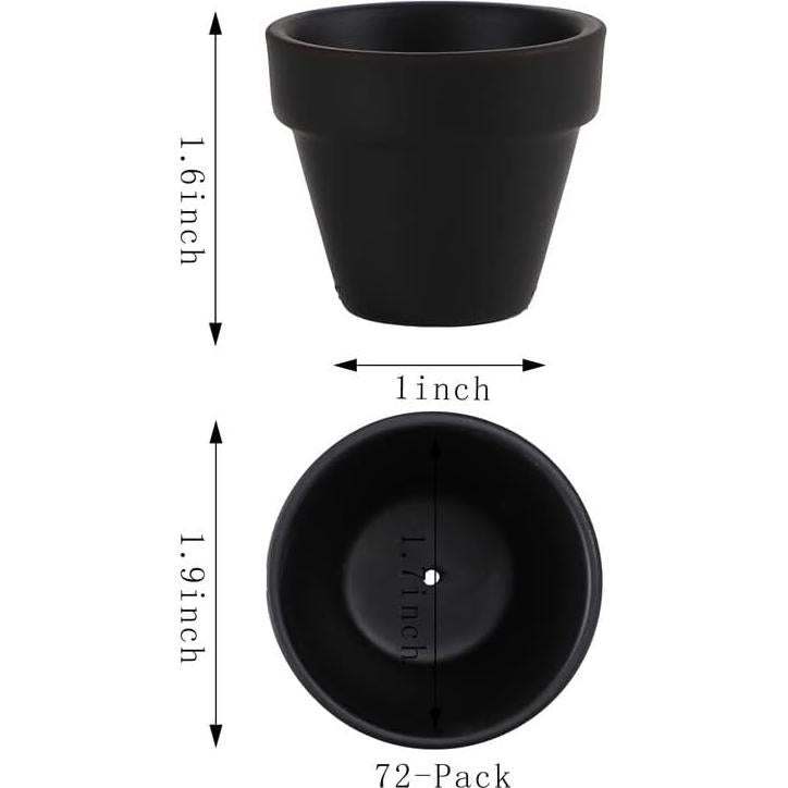 Macetas de Terracota Negras Yishang 1.9" Paquete de 72