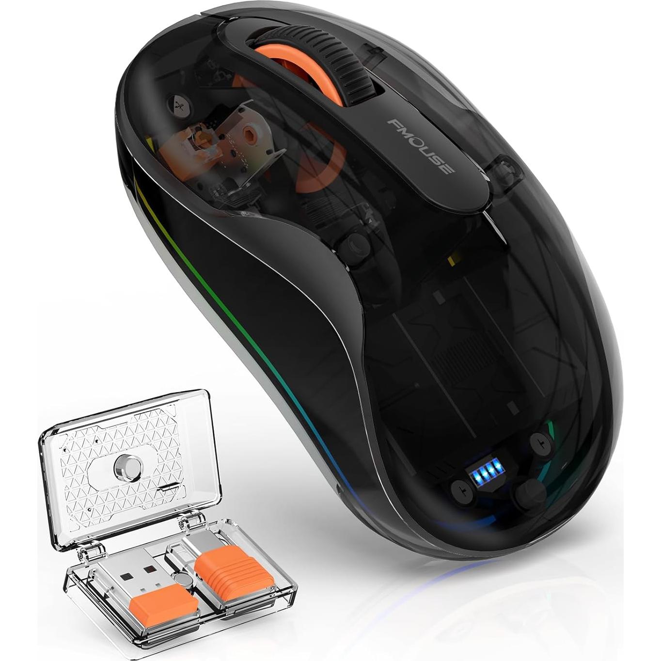 Ratón Inalámbrico Bluetooth JUHOO RGB Transparente Recargable