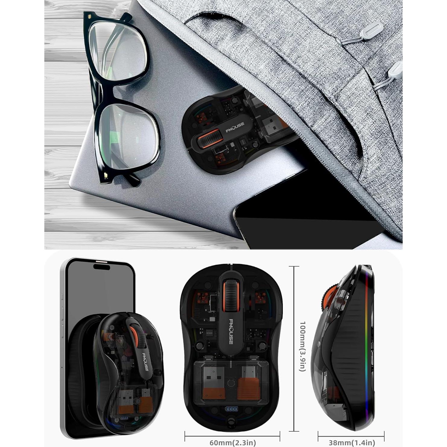 Ratón Inalámbrico Bluetooth JUHOO RGB Transparente Recargable