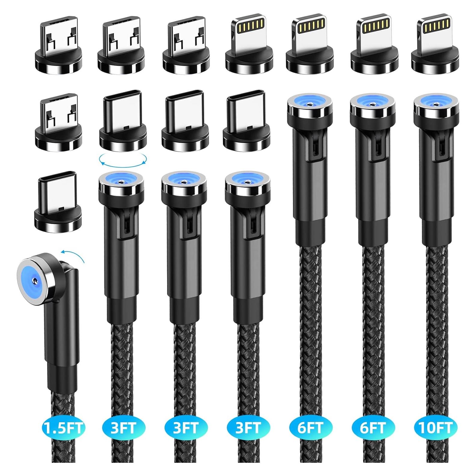 Cable de Carga Magnético 3 en 1 Ankndo 0.5M a 3M Negro