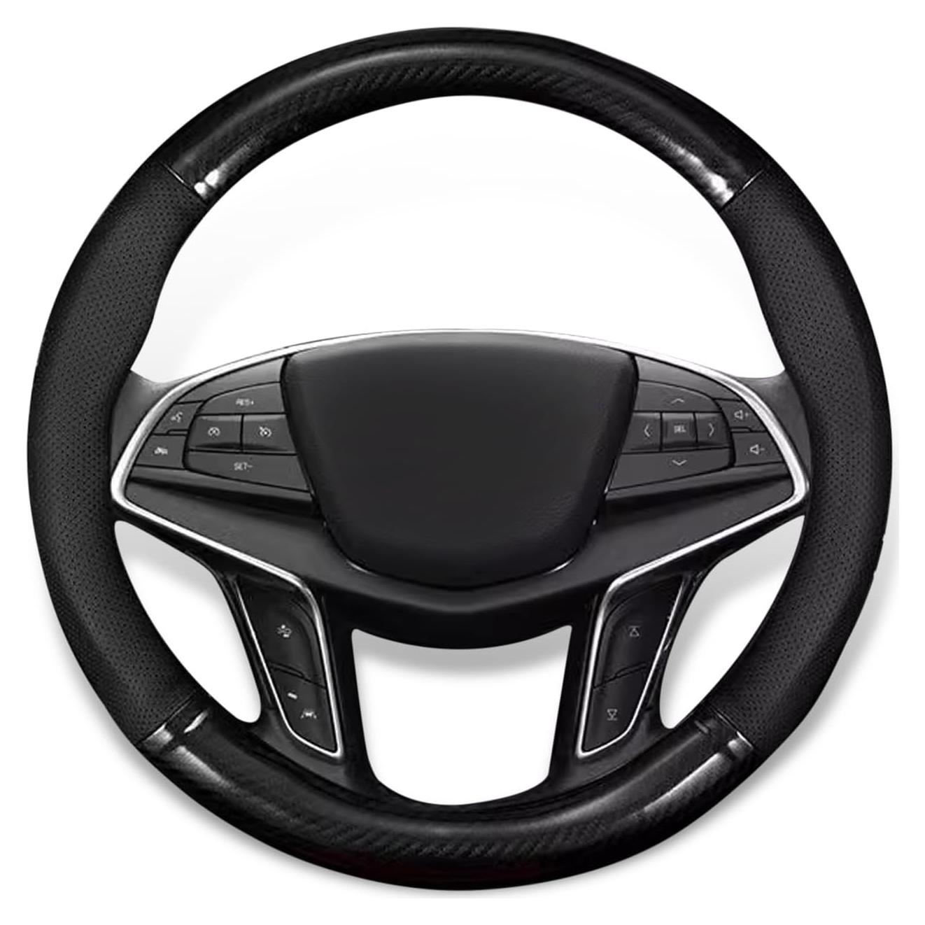 Funda de Volante Transpirable QODOLSI Circular 38 cm Carbono