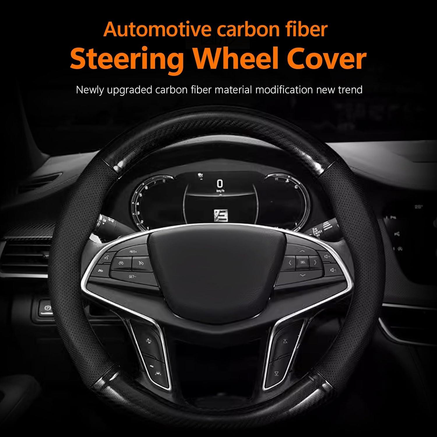 Funda de Volante Transpirable QODOLSI Circular 38 cm Carbono