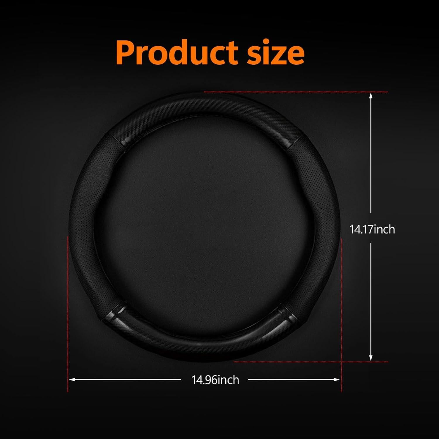 Funda de Volante Transpirable QODOLSI Circular 38 cm Carbono