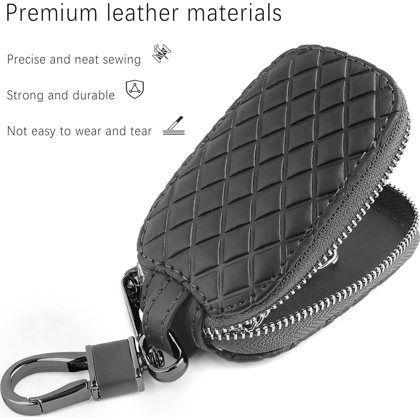 Funda de Llave de Coche IHOTDER de Cuero Genuino Negro