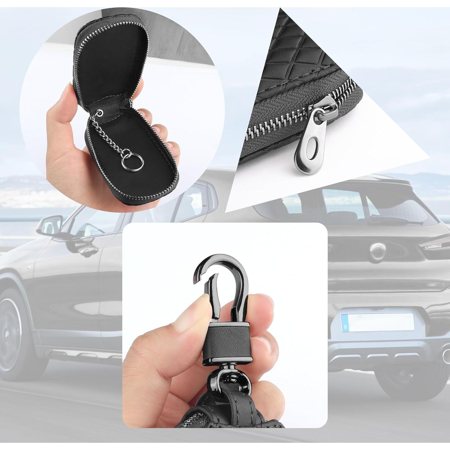 Funda de Llave de Coche IHOTDER de Cuero Genuino Negro