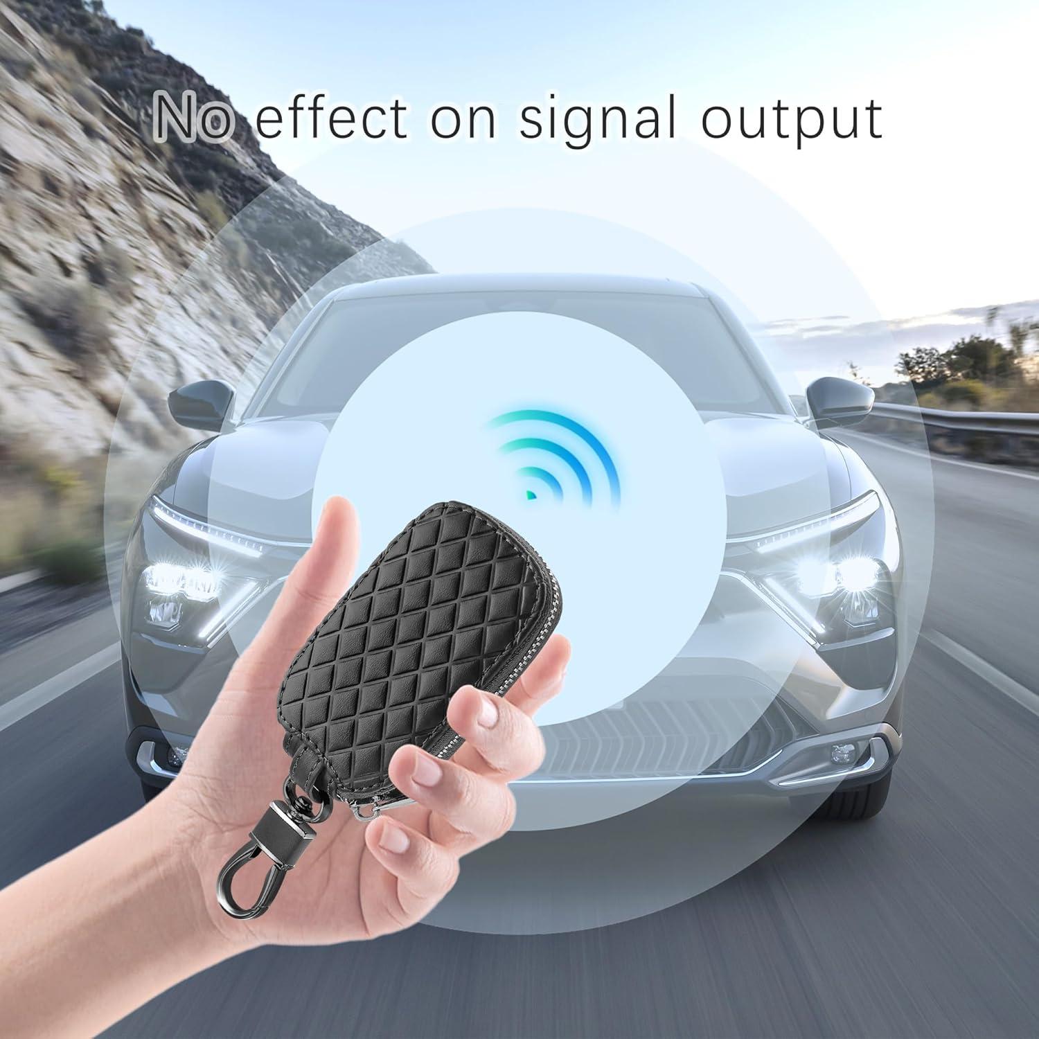 Funda de Llave de Coche IHOTDER de Cuero Genuino Negro