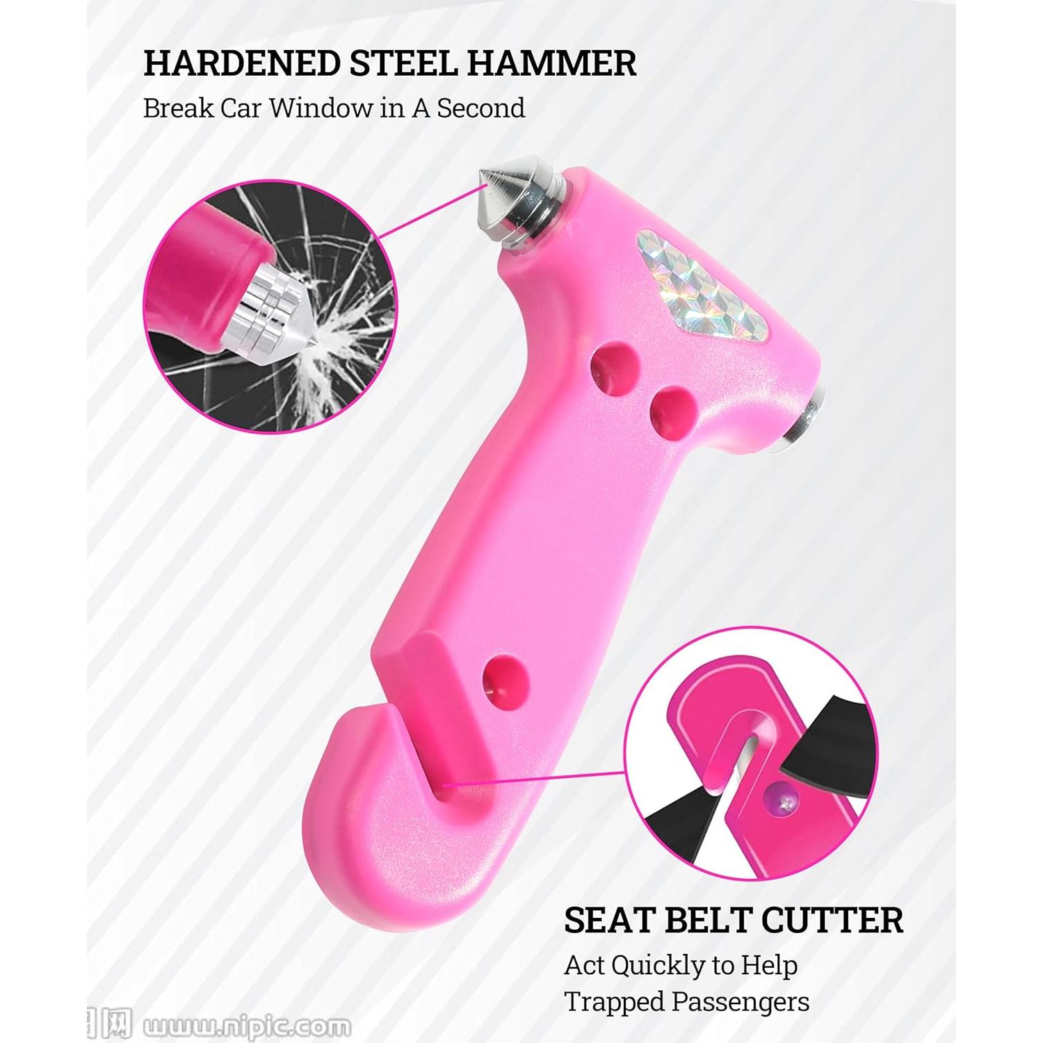 Martillo de Seguridad para Automóvil Zlirfy 3 en 1 Rosa