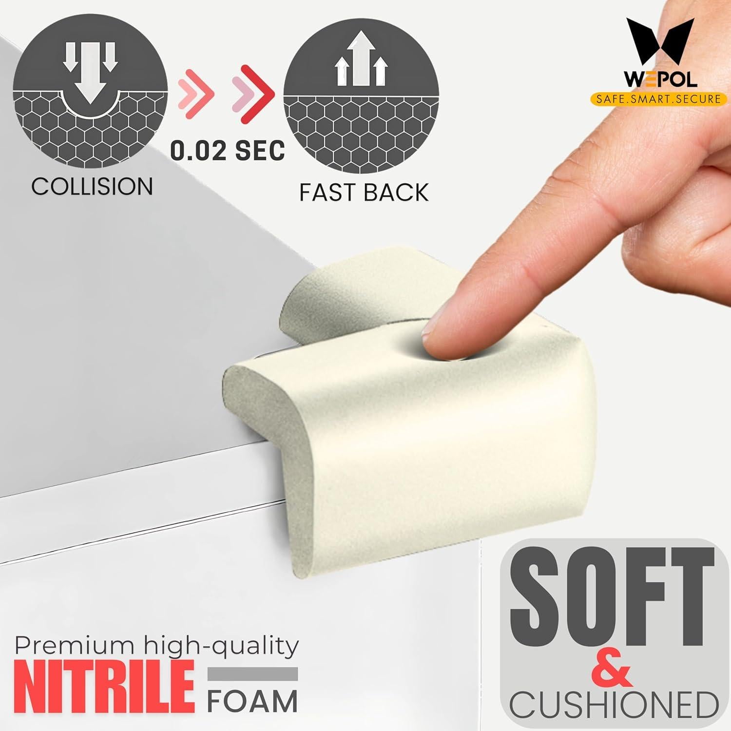 Protectores de esquina de espuma WEPOL 8 piezas blancos