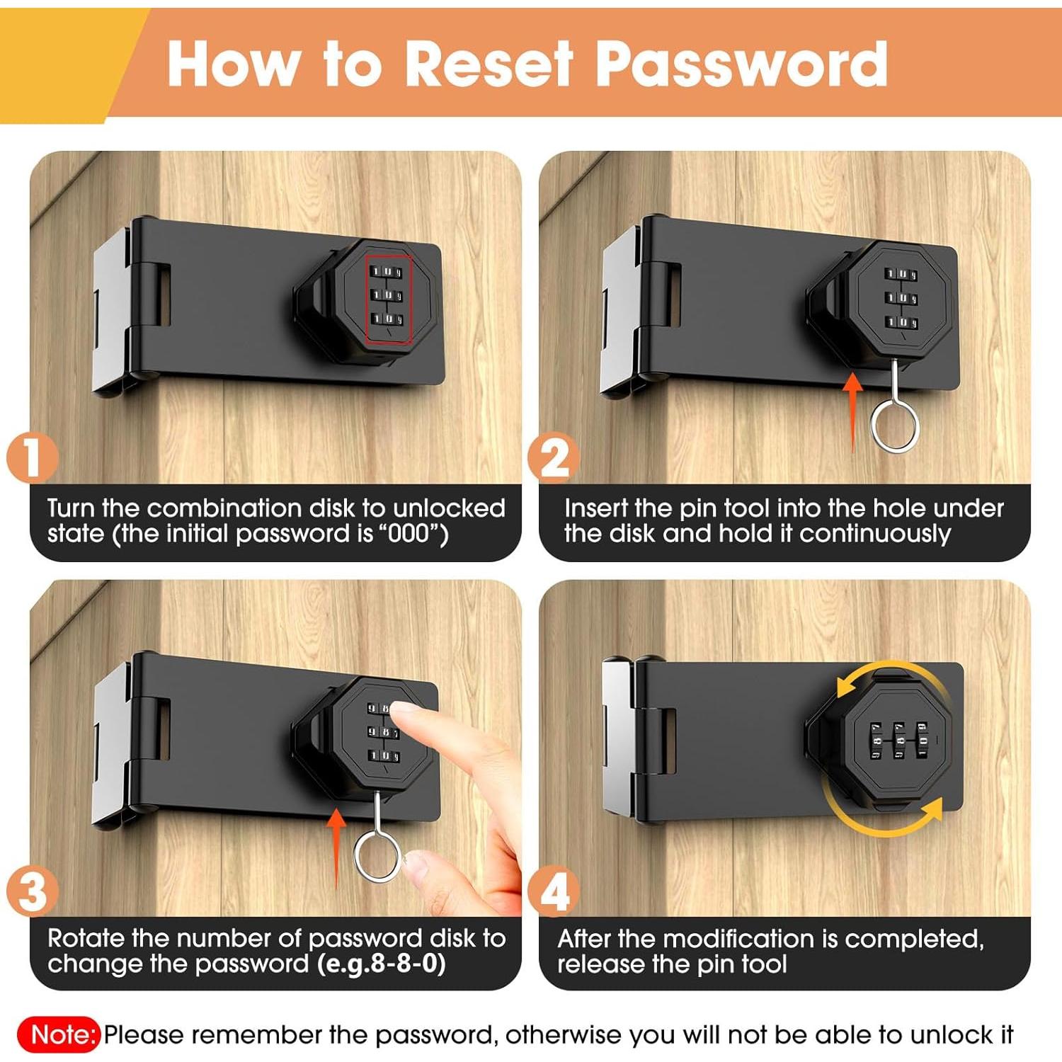 Cerradura de gabinete YogePote 90° combinación negra