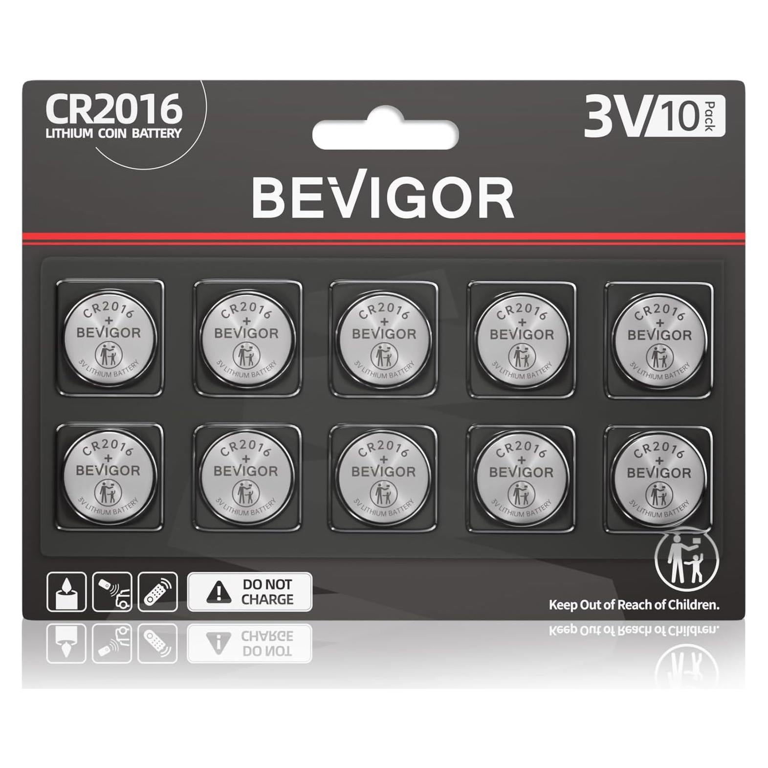 Batería de Litio CR2016 BEVIGOR - Paquete de 10 Unidades