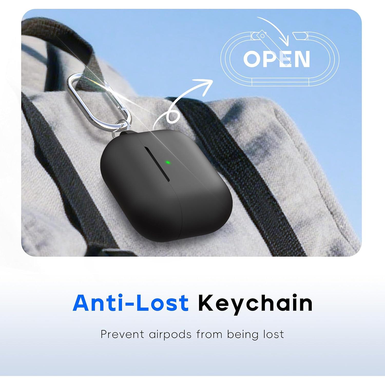 RFUNGUANGO Compatible with airpods pro 2 case (2023/2022/2019), Soft Silicone Protection AirPod Pro Case Cover(USB-C/Lightning Cable) with Cleaner kit&EarTips,Black