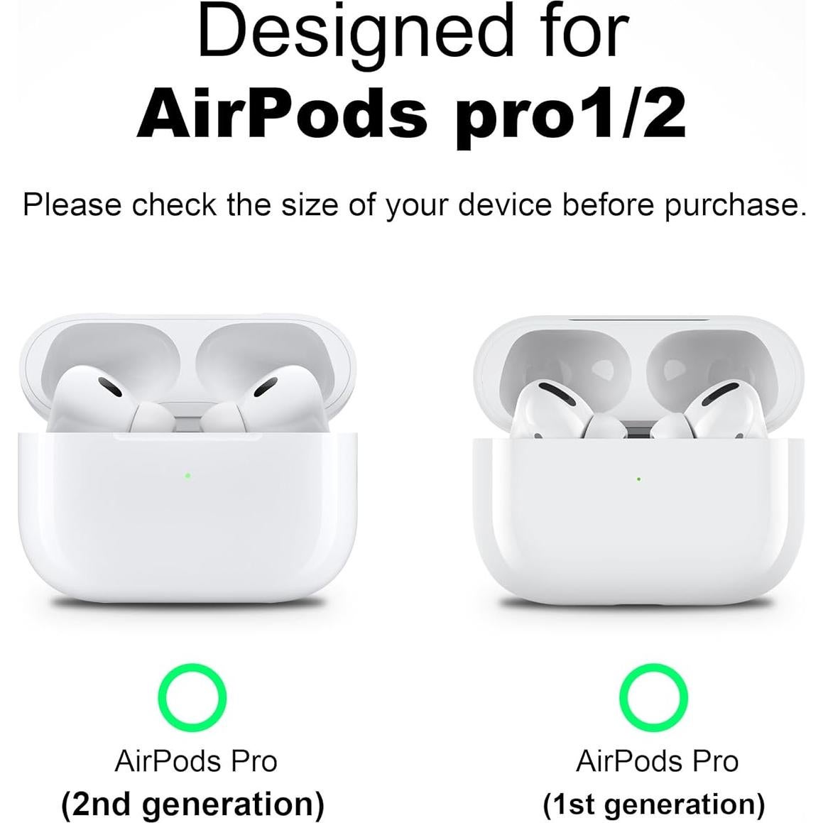 RFUNGUANGO Compatible with airpods pro 2 case (2023/2022/2019), Soft Silicone Protection AirPod Pro Case Cover(USB-C/Lightning Cable) with Cleaner kit&EarTips,Black