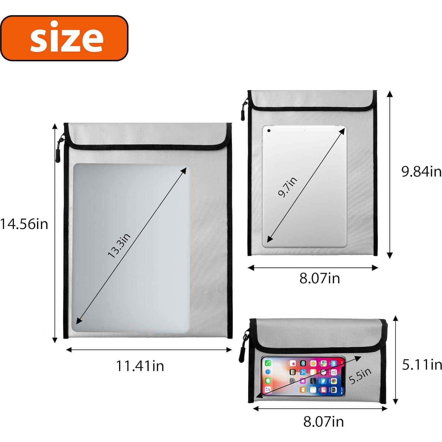 Bolsa de Documentos a Prueba de Fuego y Agua BDAFRYY 3 Pcs