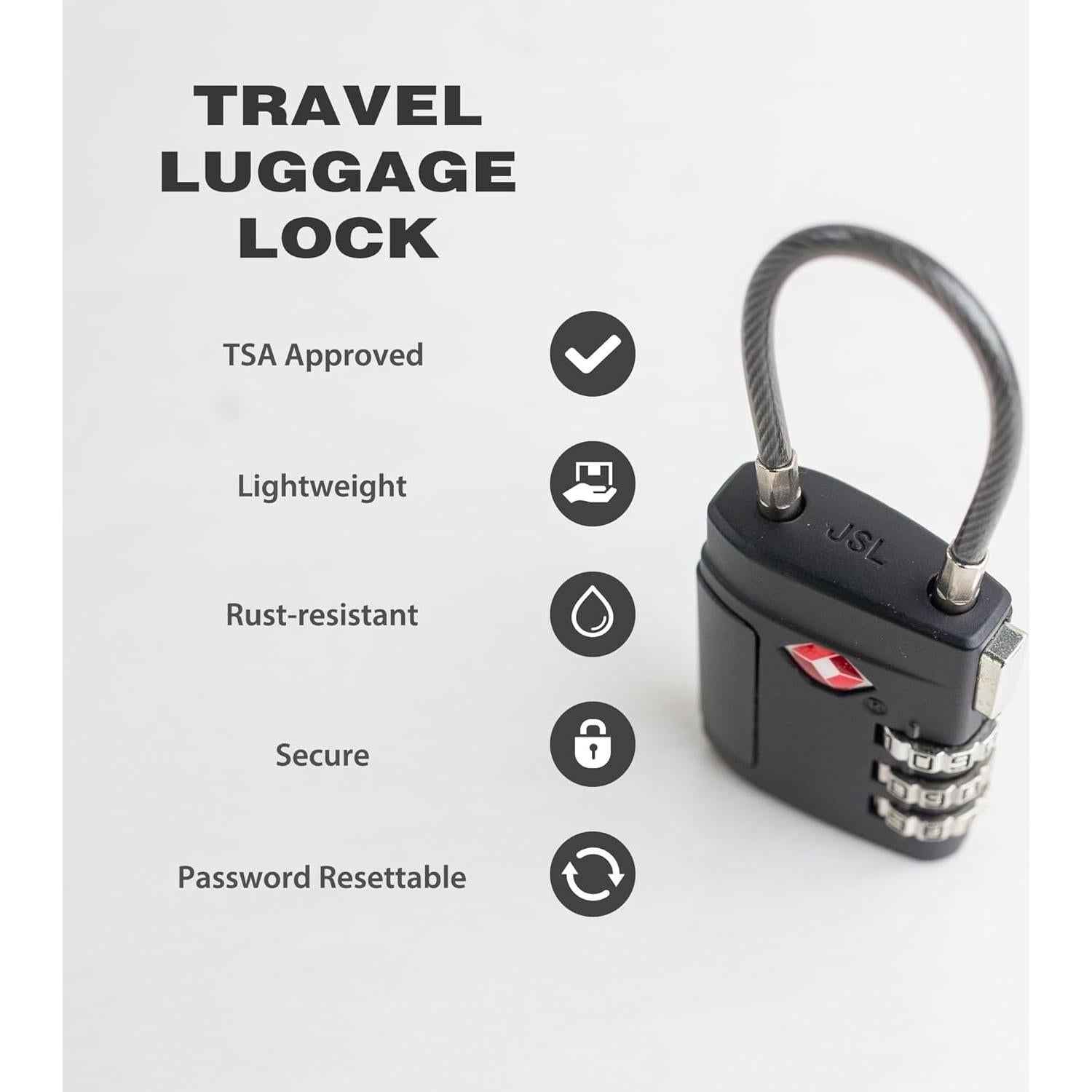 Candado de Combinación TSA UP Security Negro Compacto