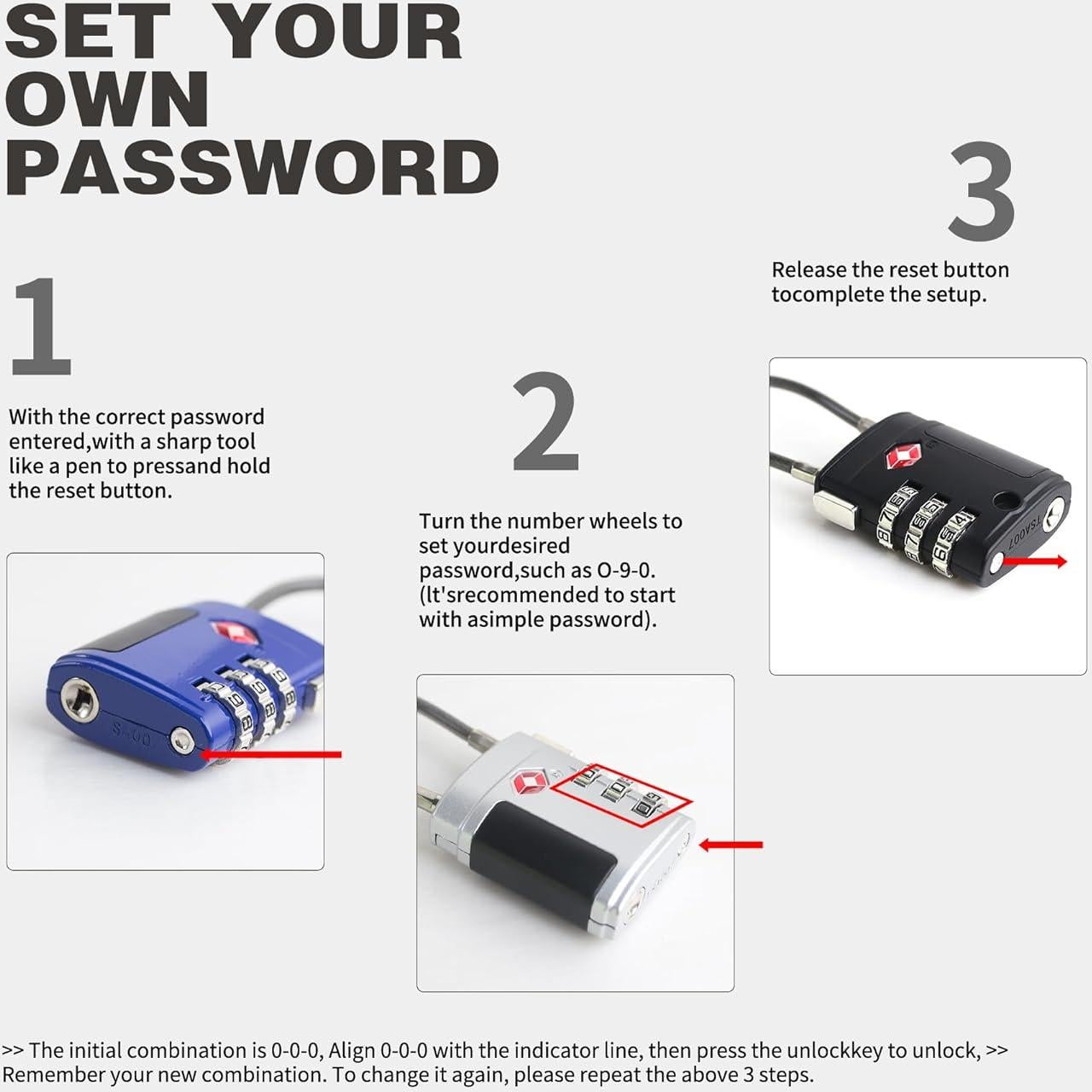 Candado de Combinación TSA UP Security Negro Compacto