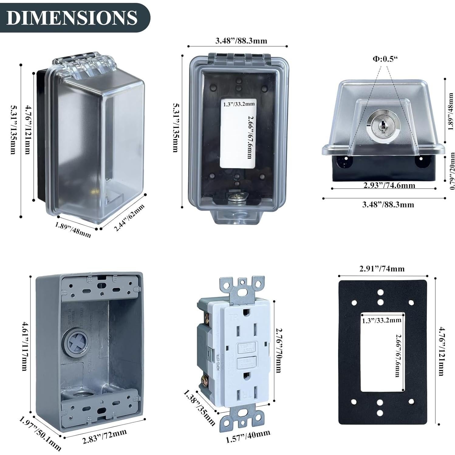 Cubierta de Enchufe Eléctrico Impermeable PILISPARK 1 Gang