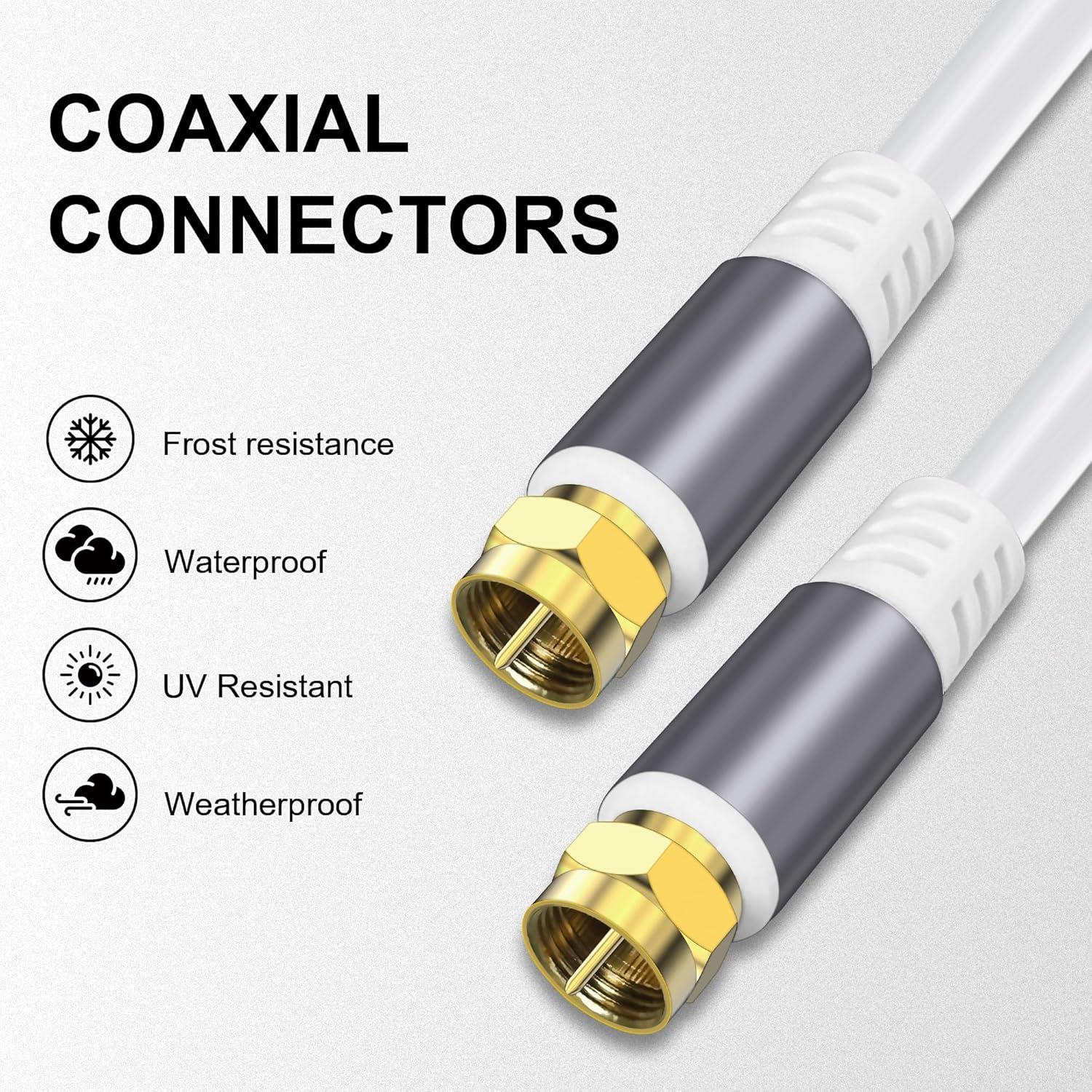 Cable Coaxial RG6 Tiierzon 0.91m Alta Velocidad TV HD Blanco