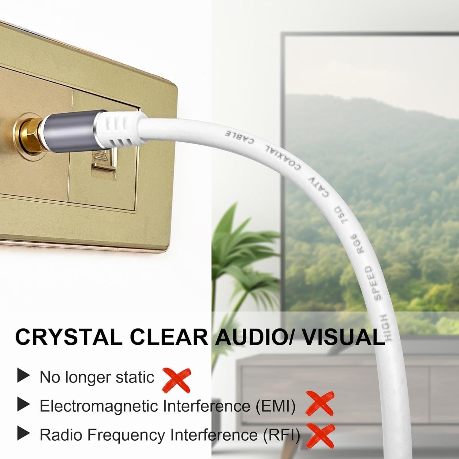 Cable Coaxial RG6 Tiierzon 0.91m Alta Velocidad TV HD Blanco