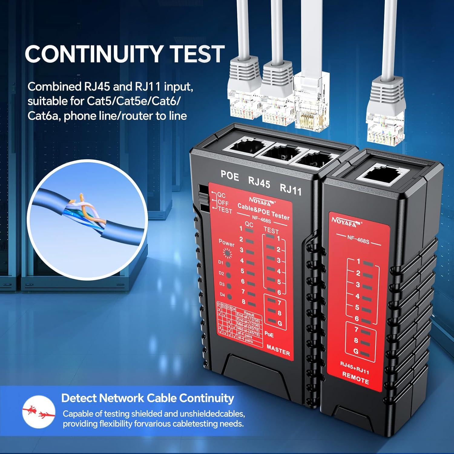 Probador de Cable de Red NOYAFA NF-468S para RJ45 y RJ11